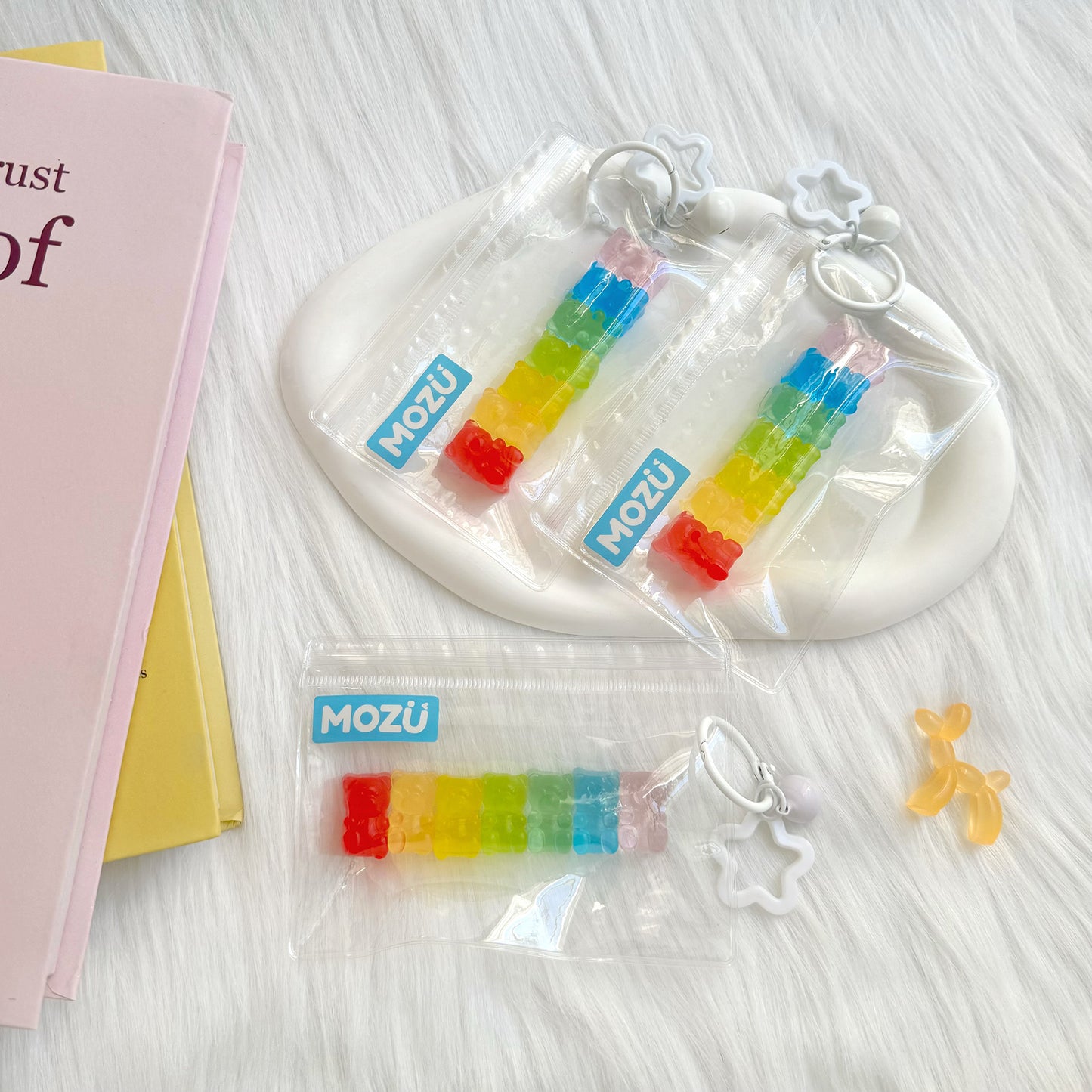 Mini Clear Rainbow Gummy Bear Squishy Toy